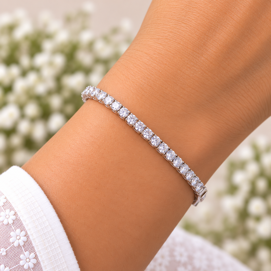 Silver Classic Solitaire Tennis Bracelet