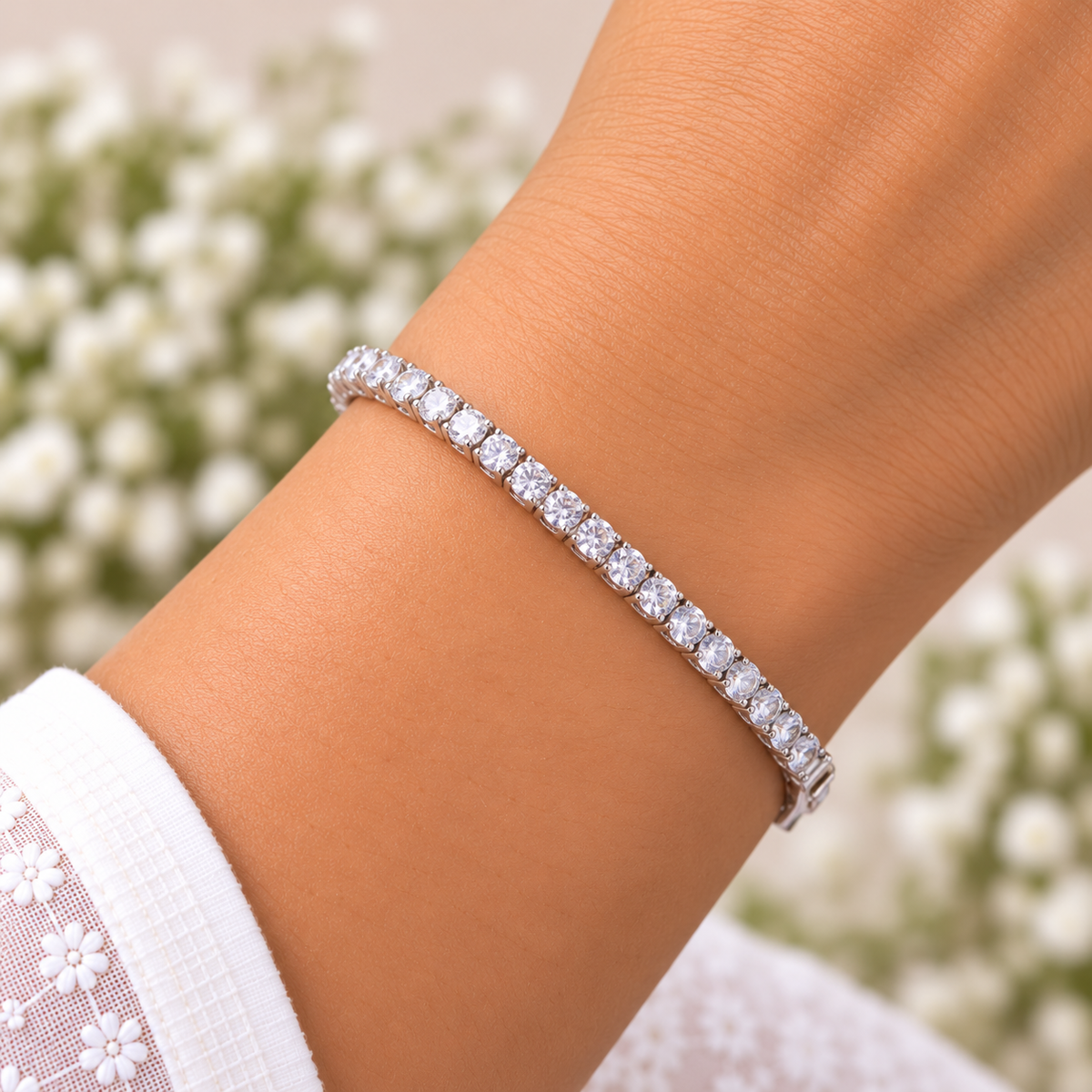 Silver Classic Solitaire Tennis Bracelet