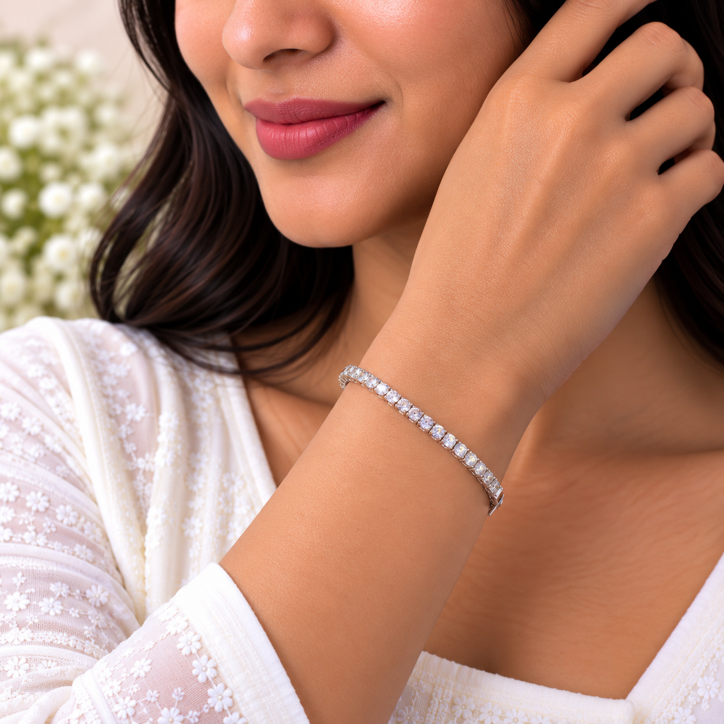 Silver Classic Solitaire Tennis Bracelet