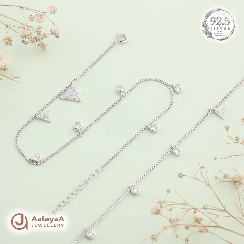 Silver Crystal Triangle Anklet