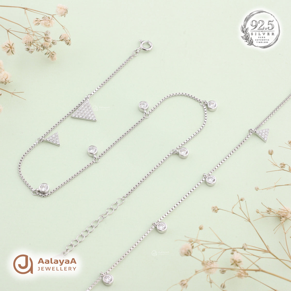Silver Crystal Triangle Anklet