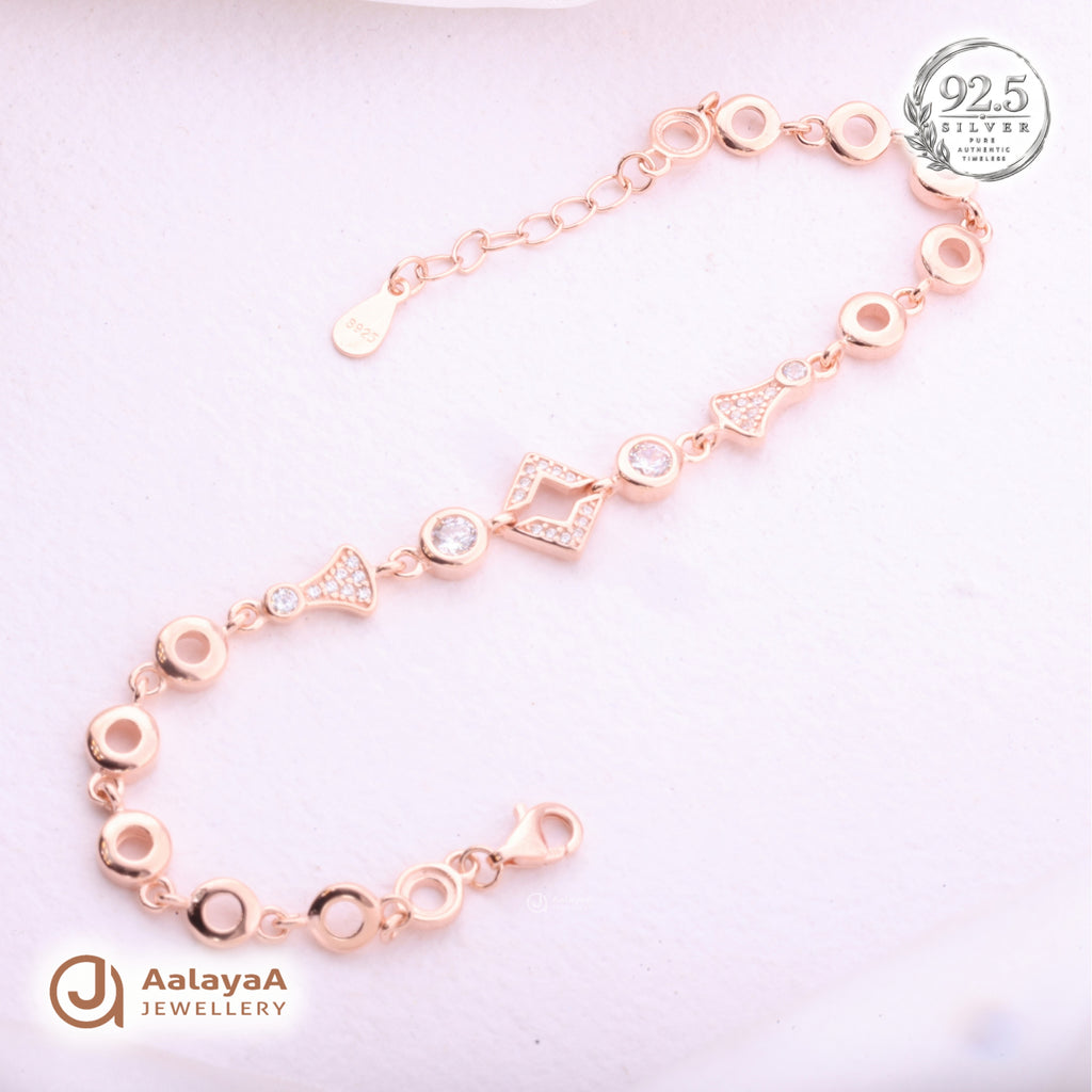 Silver Rosegold Geometric Circle Bracelet