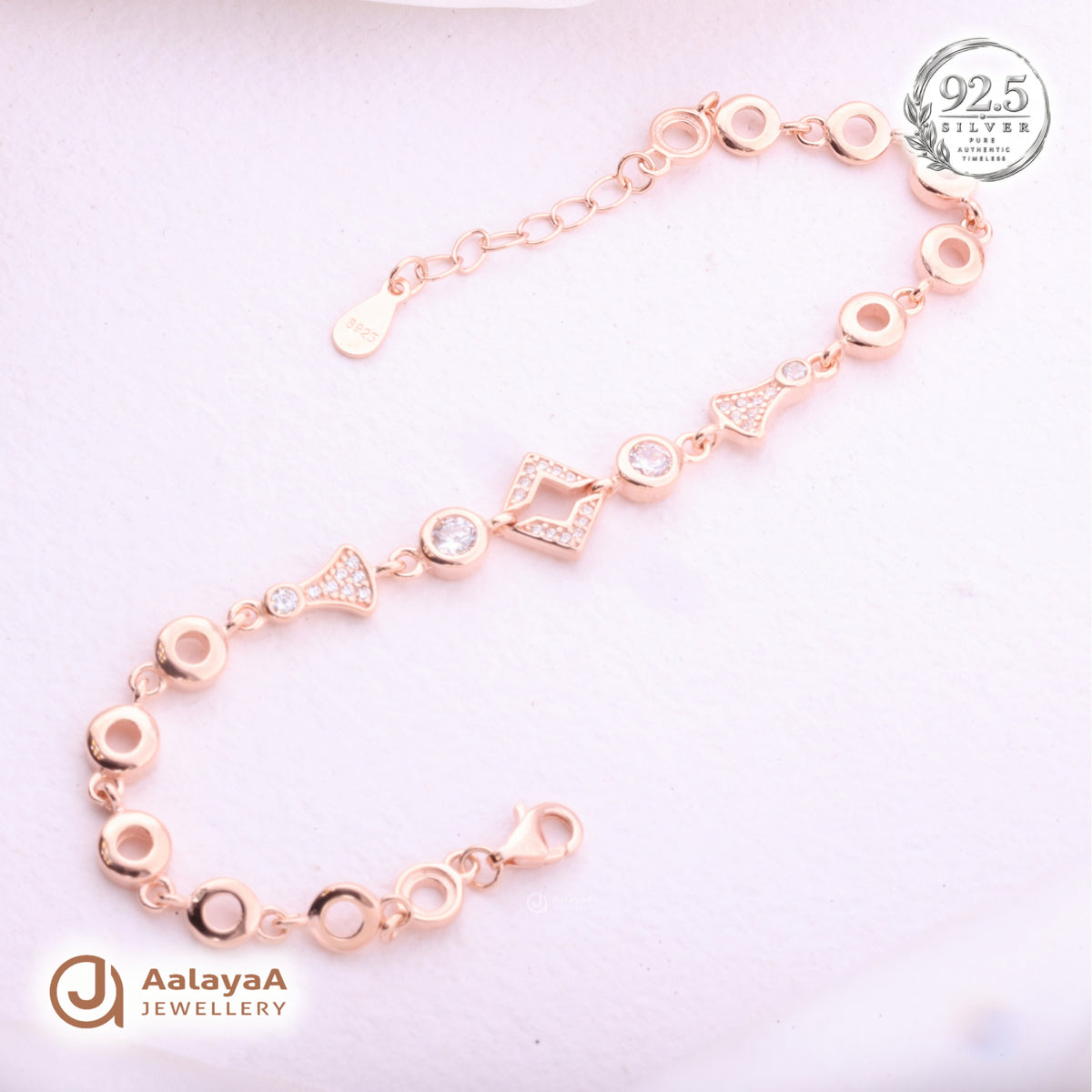 Silver Rosegold Geometric Circle Bracelet