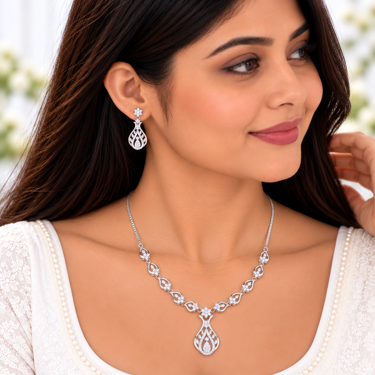 Silver Royal Filigree Necklace Set