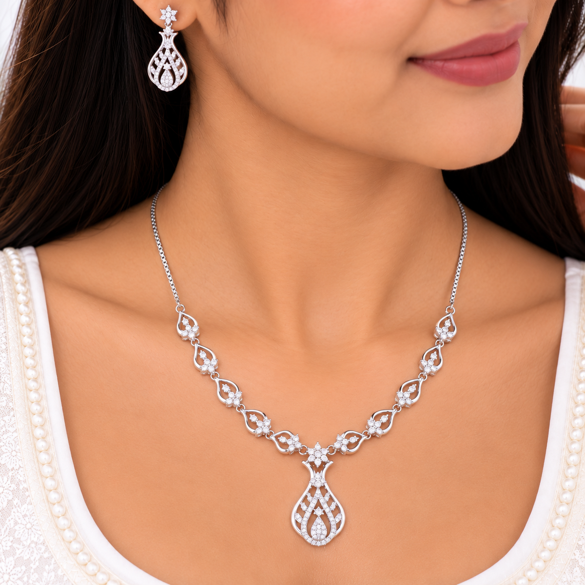 Silver Royal Filigree Necklace Set