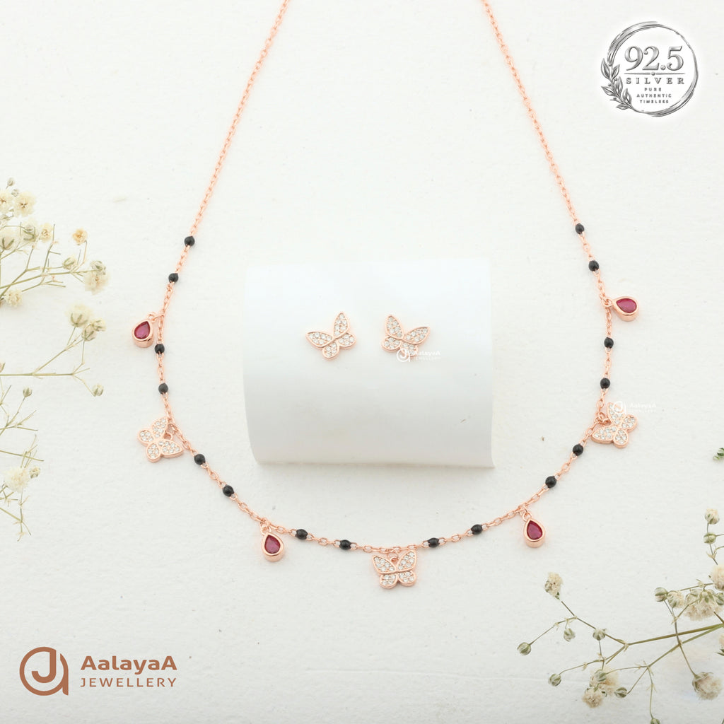 Ruby Butterfly Mangalsutra Set
