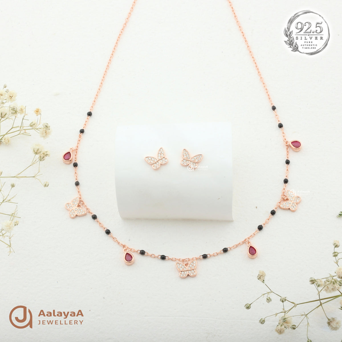 Ruby Butterfly Mangalsutra Set