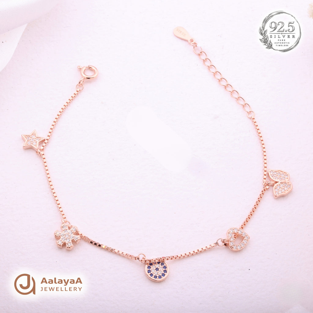 Silver Rosegold Lucky Charm Bracelet