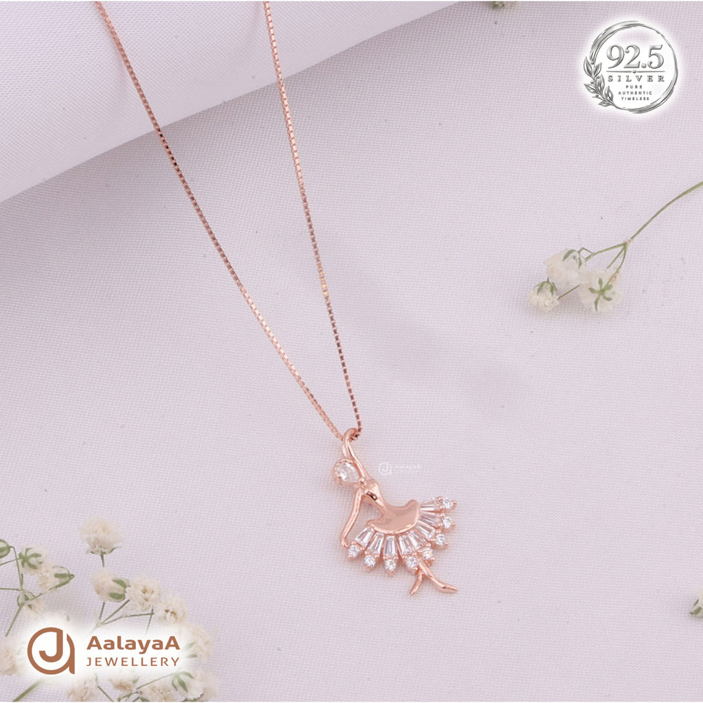Silver RoseGold Ballerina Grace Chain Pendant