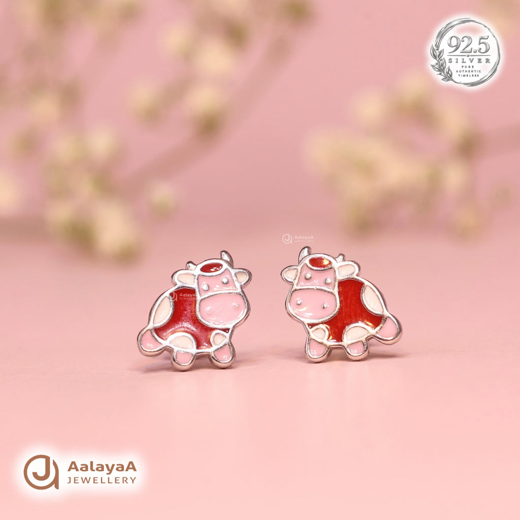 Silver Cute Cow Earring