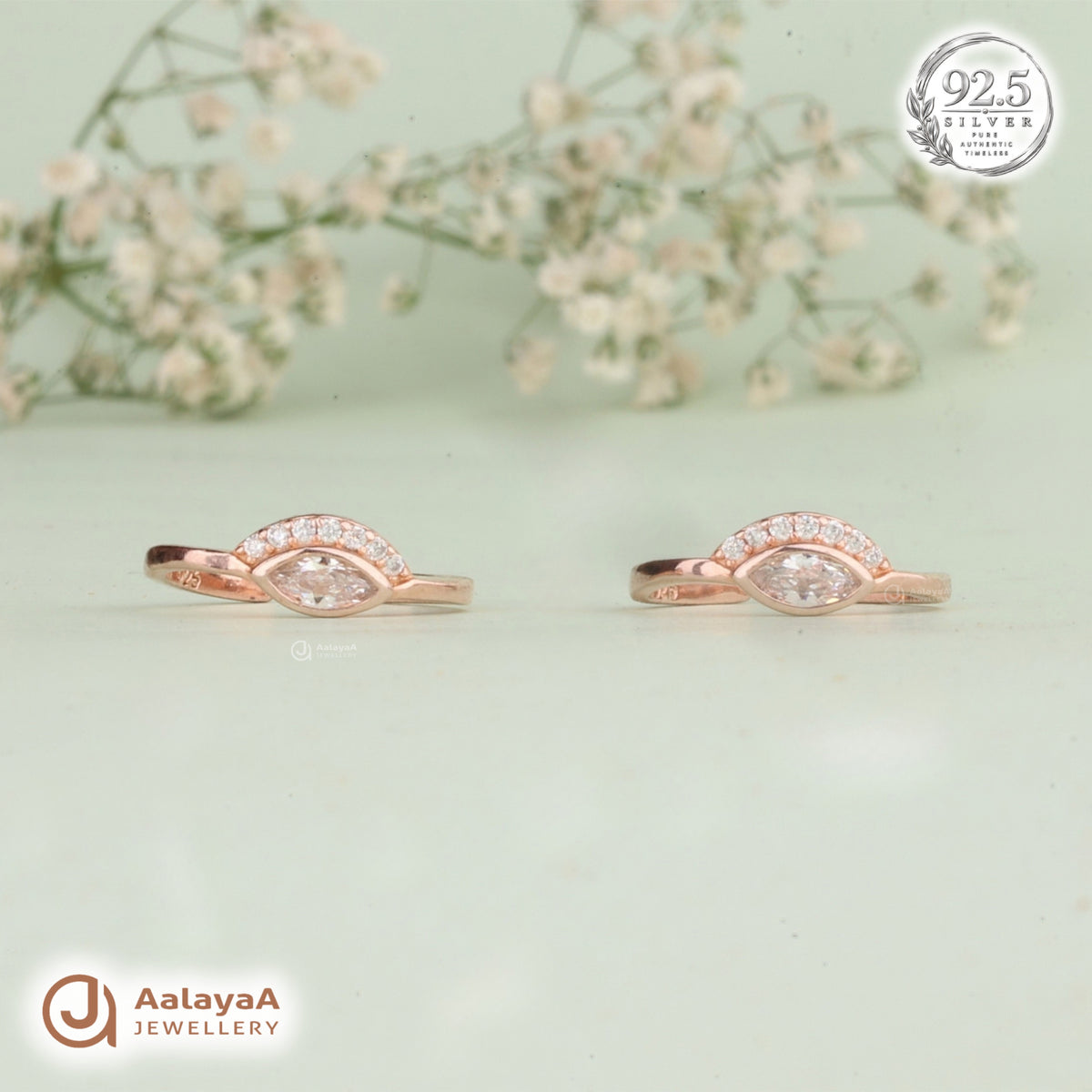 Silver RoseGold Marquise Halo Toe Ring