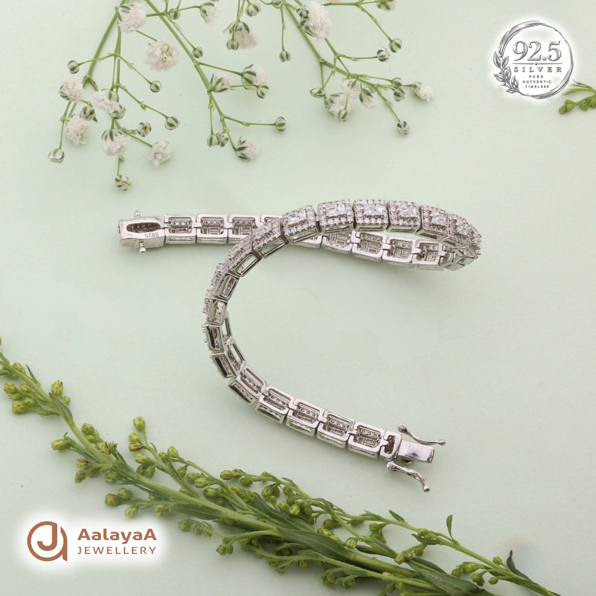 Silver Royal Square Crystal Bracelet