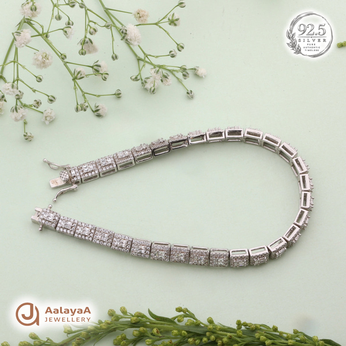 Silver Royal Square Crystal Bracelet