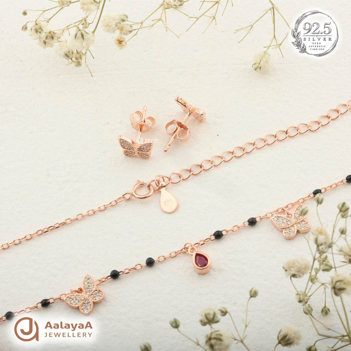 Ruby Butterfly Mangalsutra Set