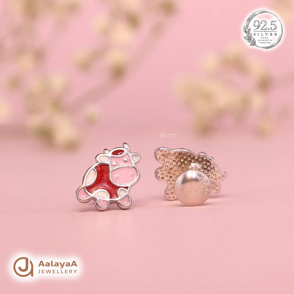 Silver Cute Cow Earring