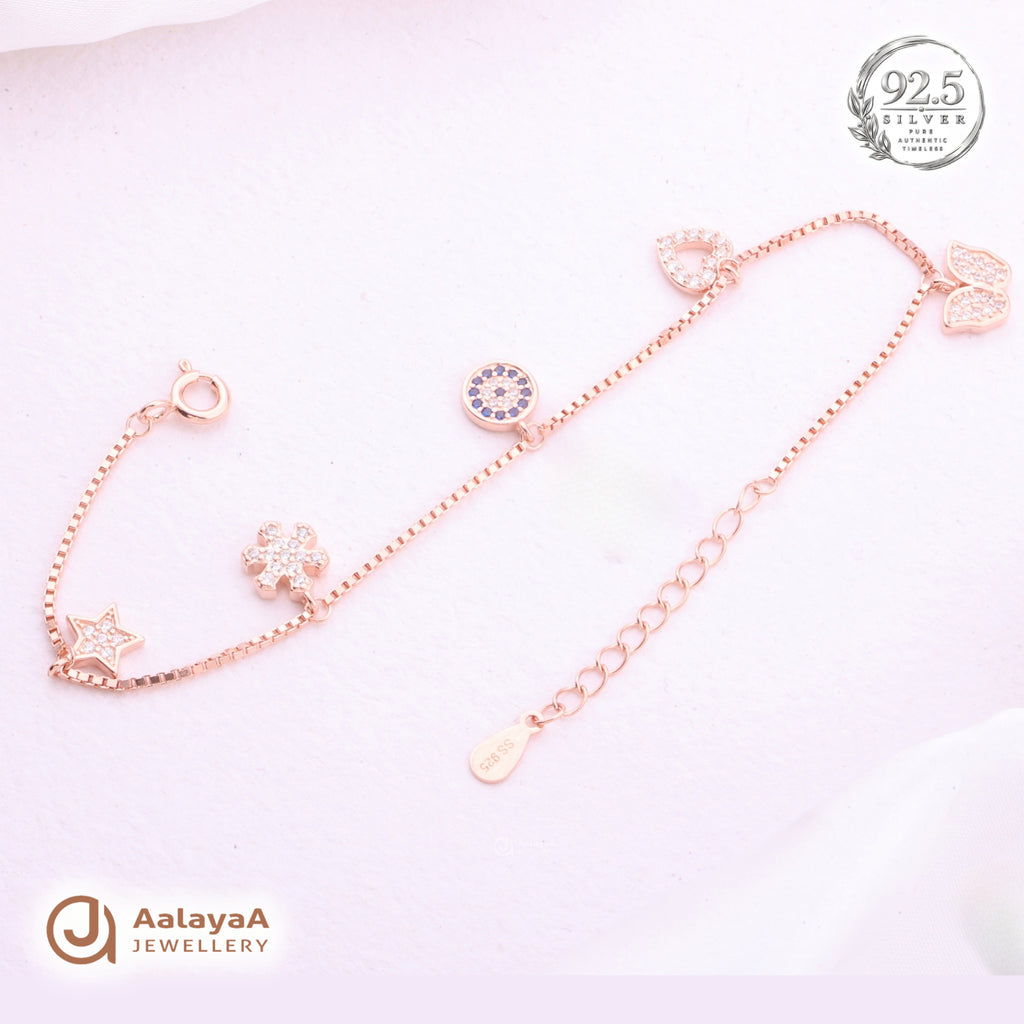 Silver Rosegold Lucky Charm Bracelet