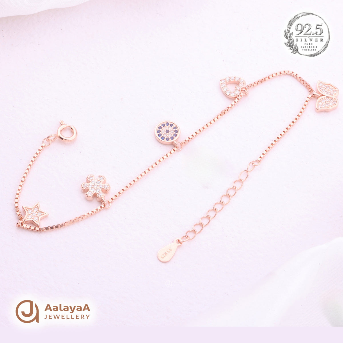 Silver Rosegold Lucky Charm Bracelet