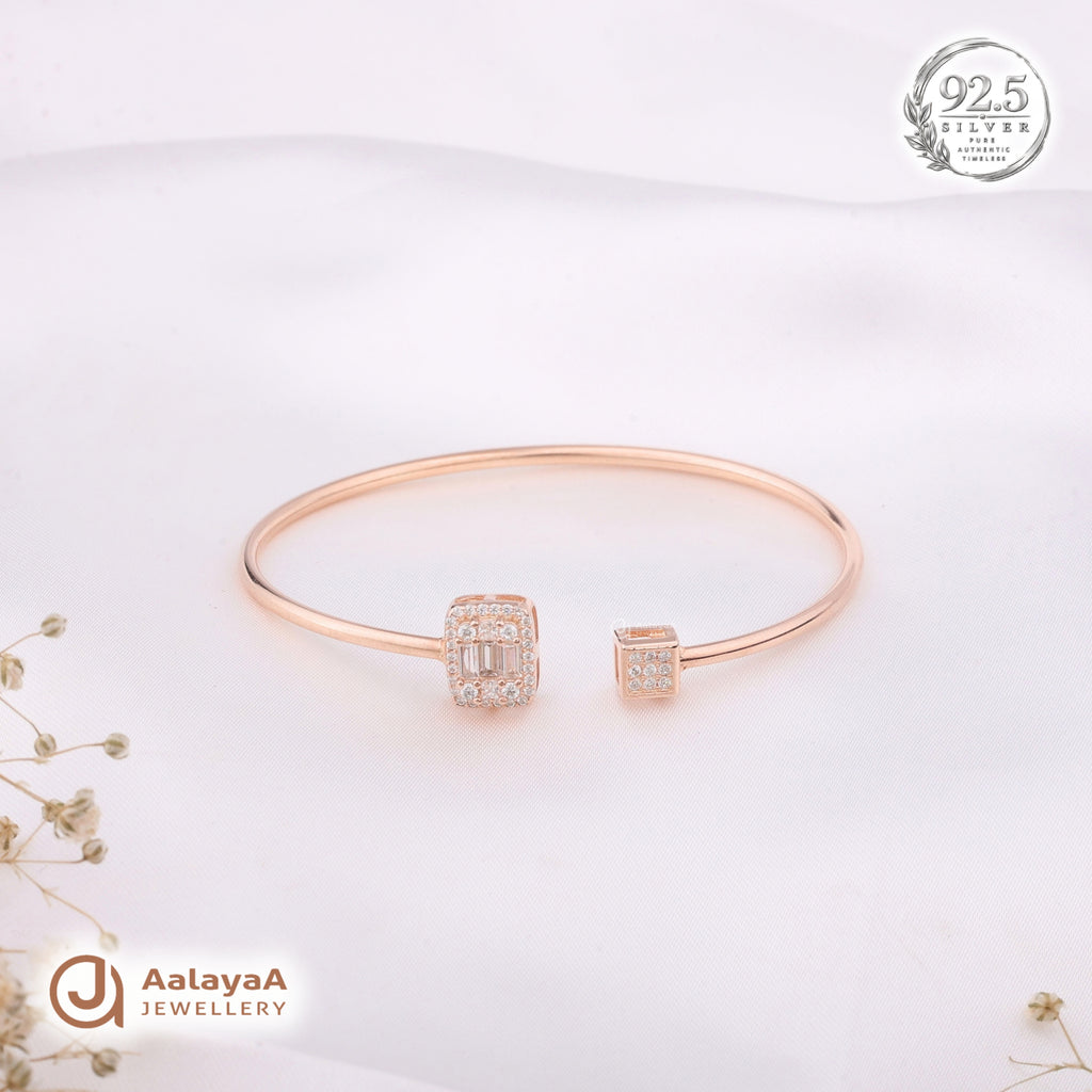Silver Rosegold Emerald Cut Duo Kada
