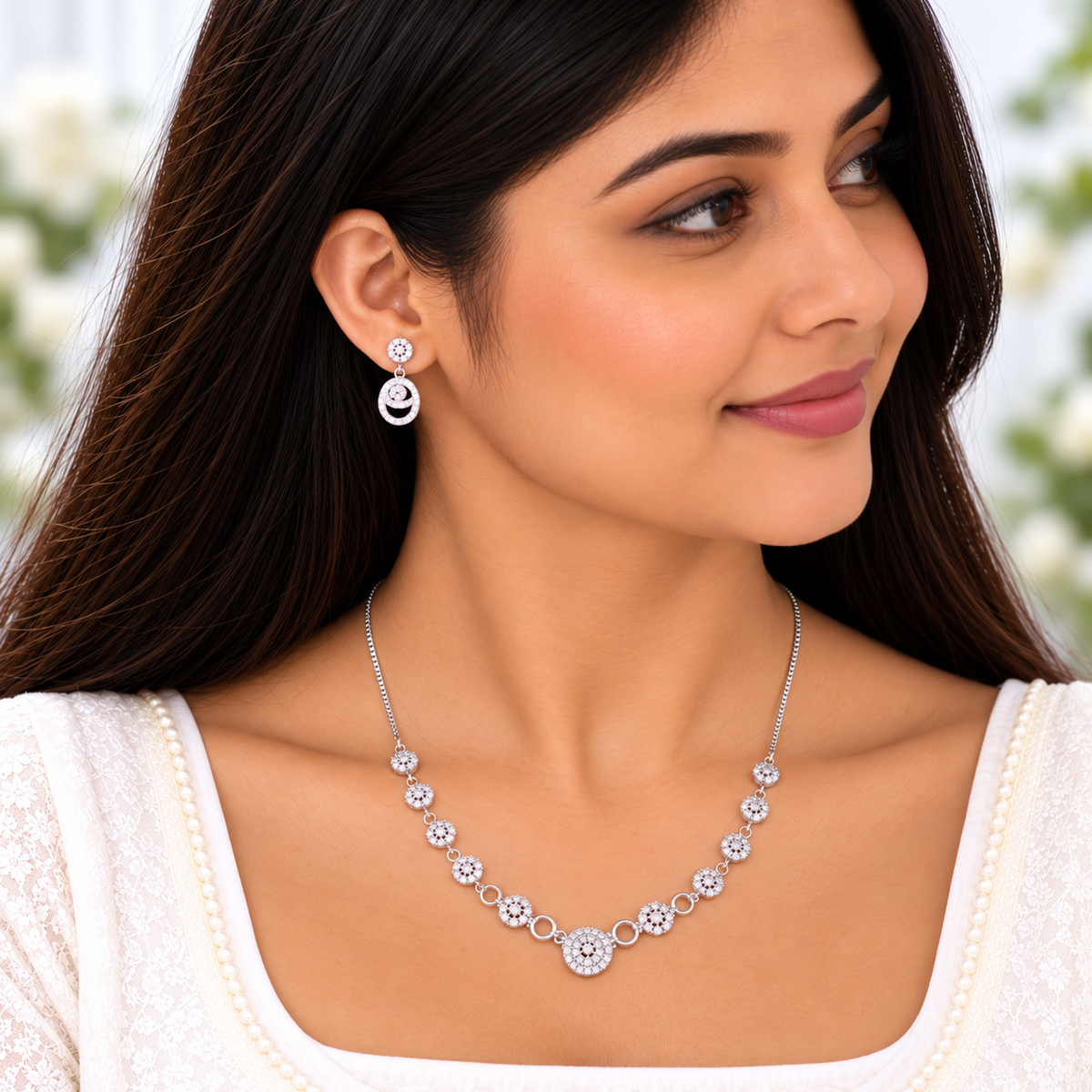Silver Celestial Halo Necklace Set