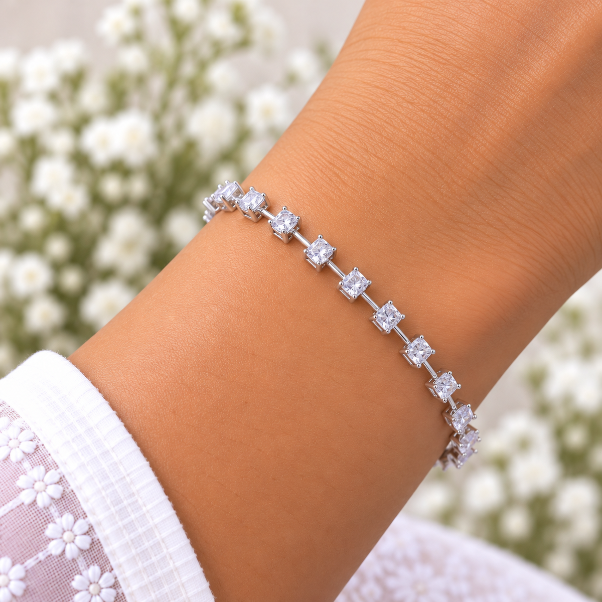 Silver Classic Crystal Line Bracelet