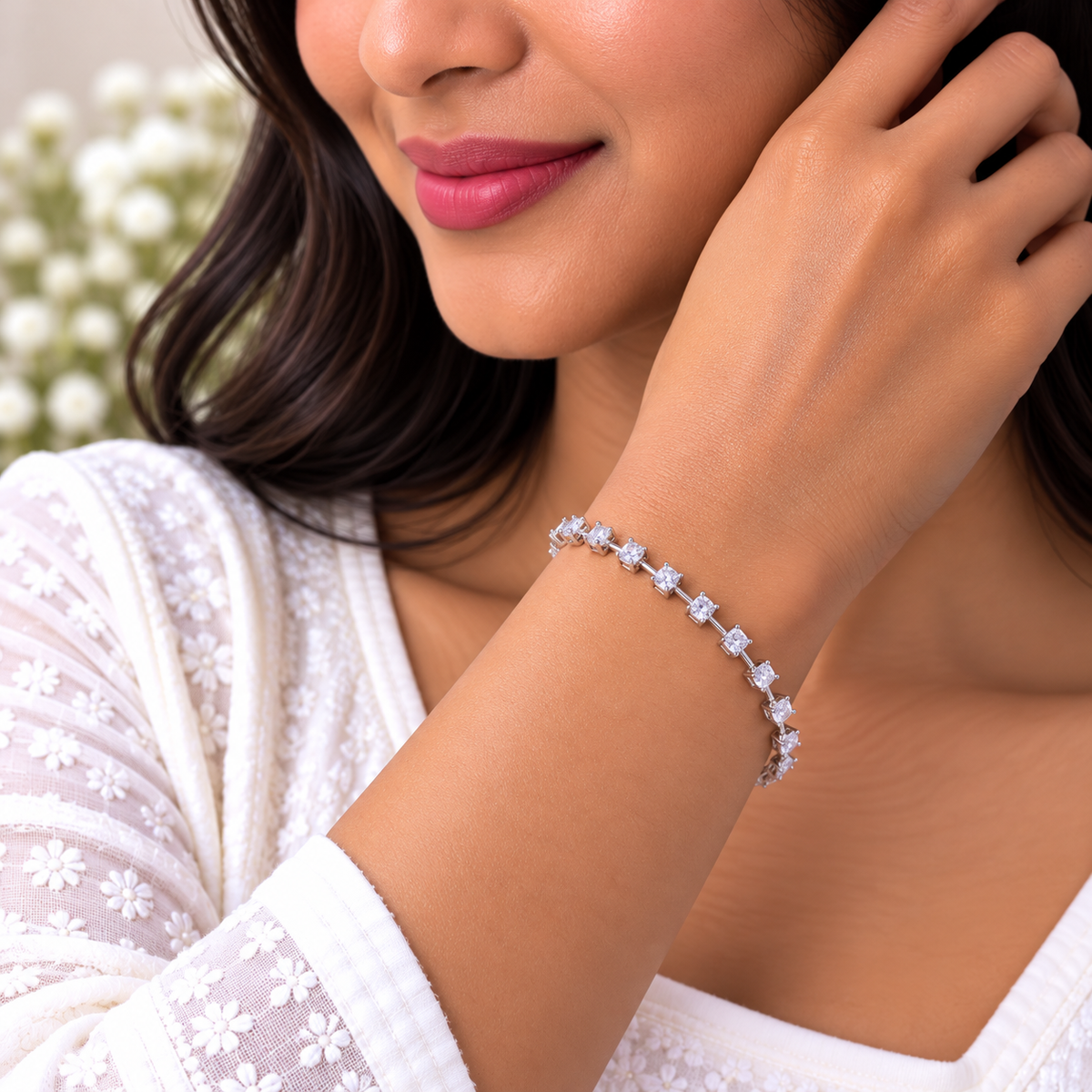 Silver Classic Crystal Line Bracelet