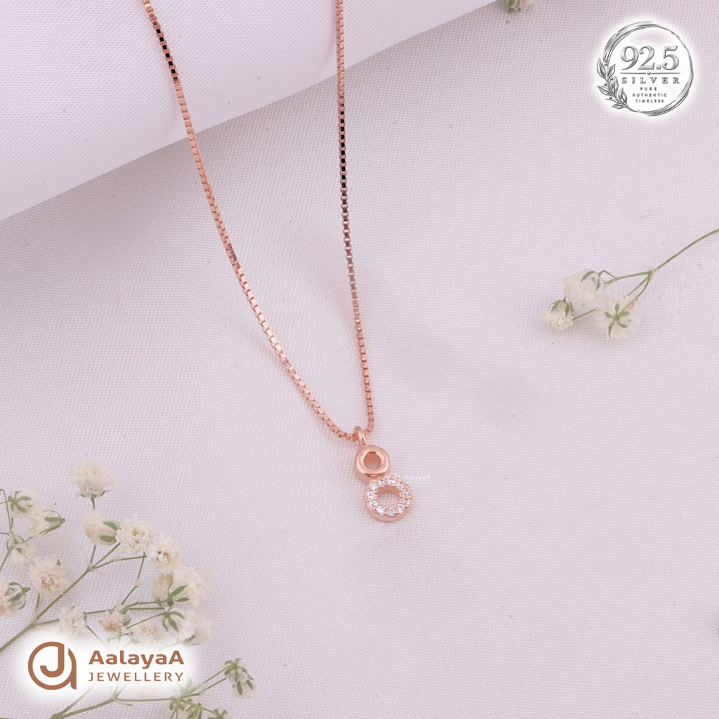 Silver RoseGold Double Halo Chain Pendant