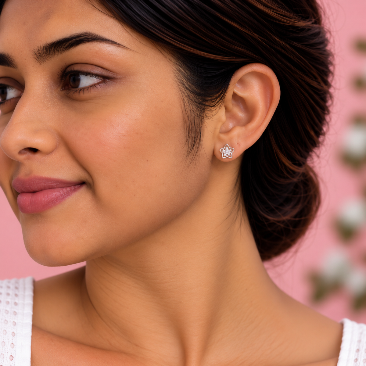 Silver Crystal Blossom Earring