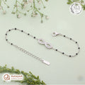 Silver Black Bead Infinity Bracelet