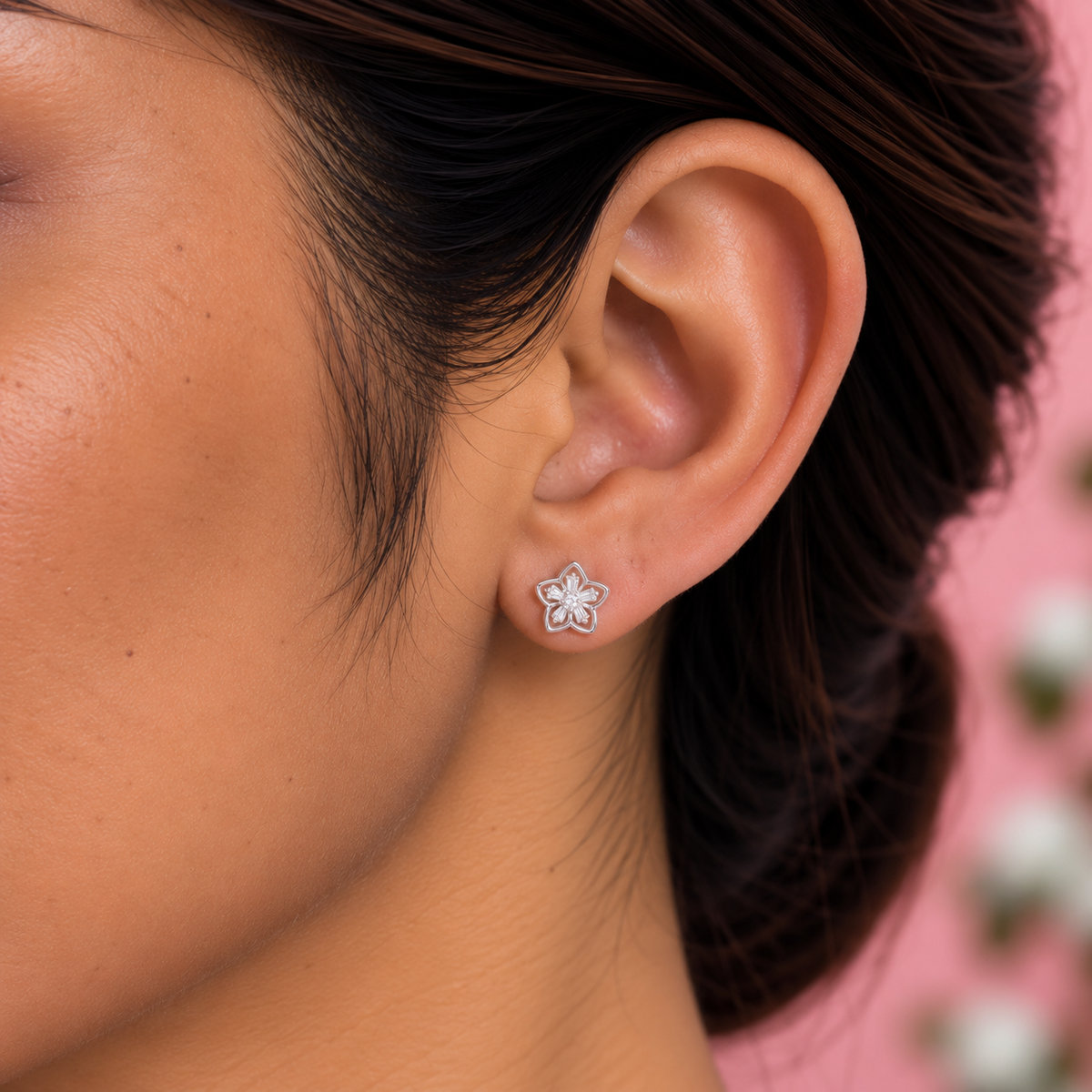 Silver Crystal Blossom Earring
