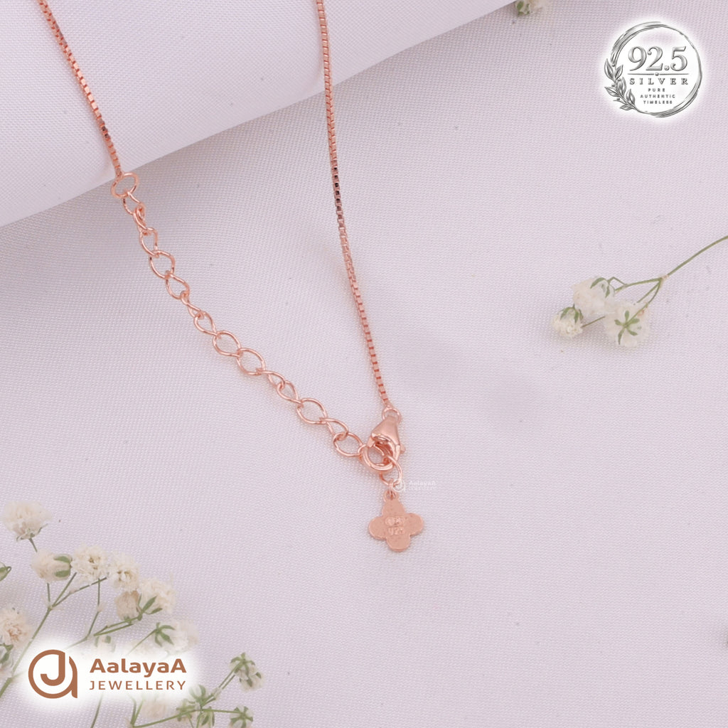 Silver RoseGold Double Halo Chain Pendant