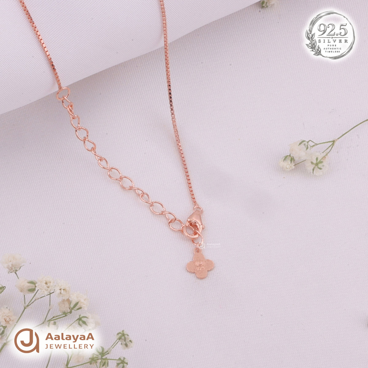 Silver RoseGold Double Halo Chain Pendant