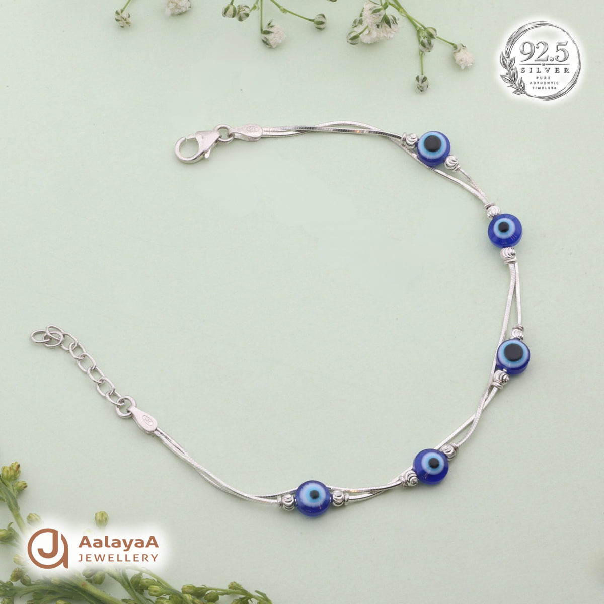 Silver Blue Evil Eye Bracelet