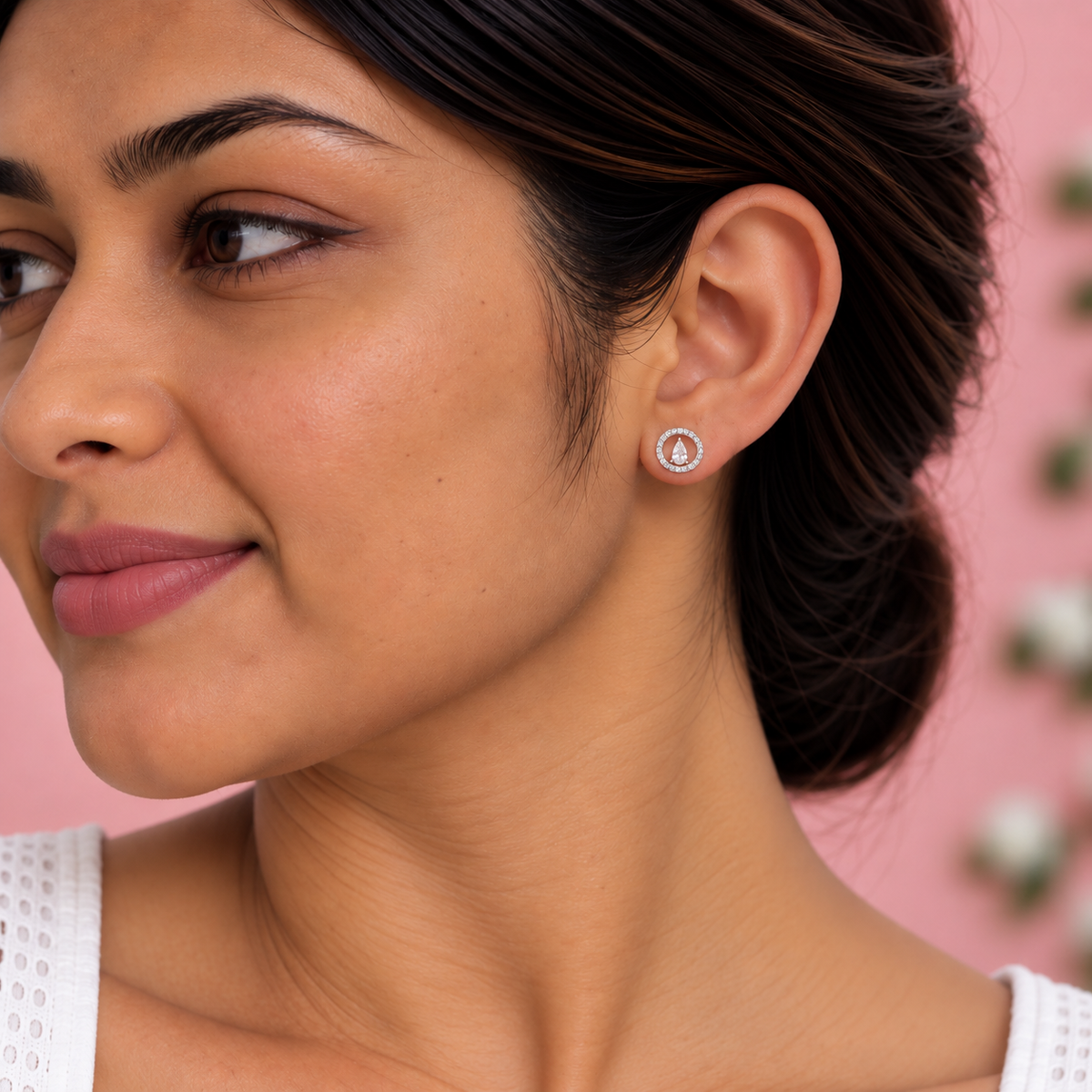 Silver Halo Drop Earring