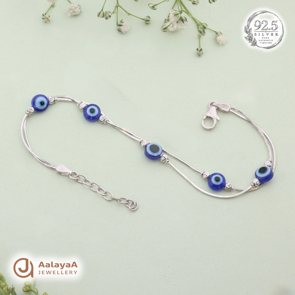 Silver Blue Evil Eye Bracelet