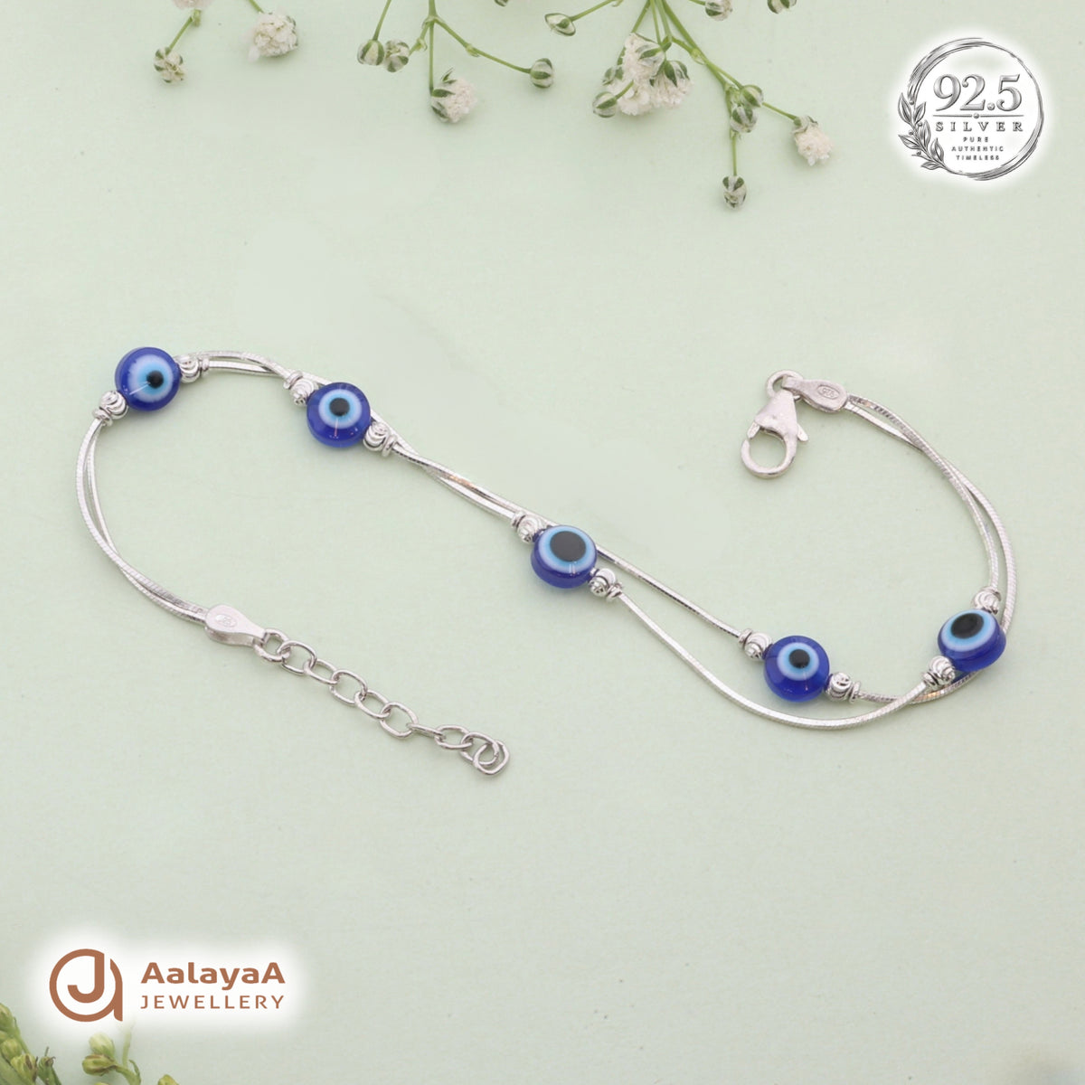 Silver Blue Evil Eye Bracelet