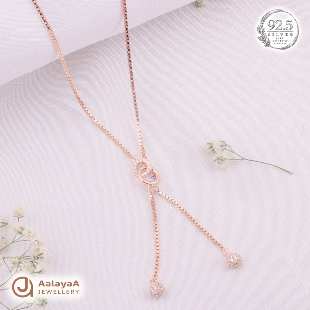 Silver RoseGold Infinity Drop Chain Pendant
