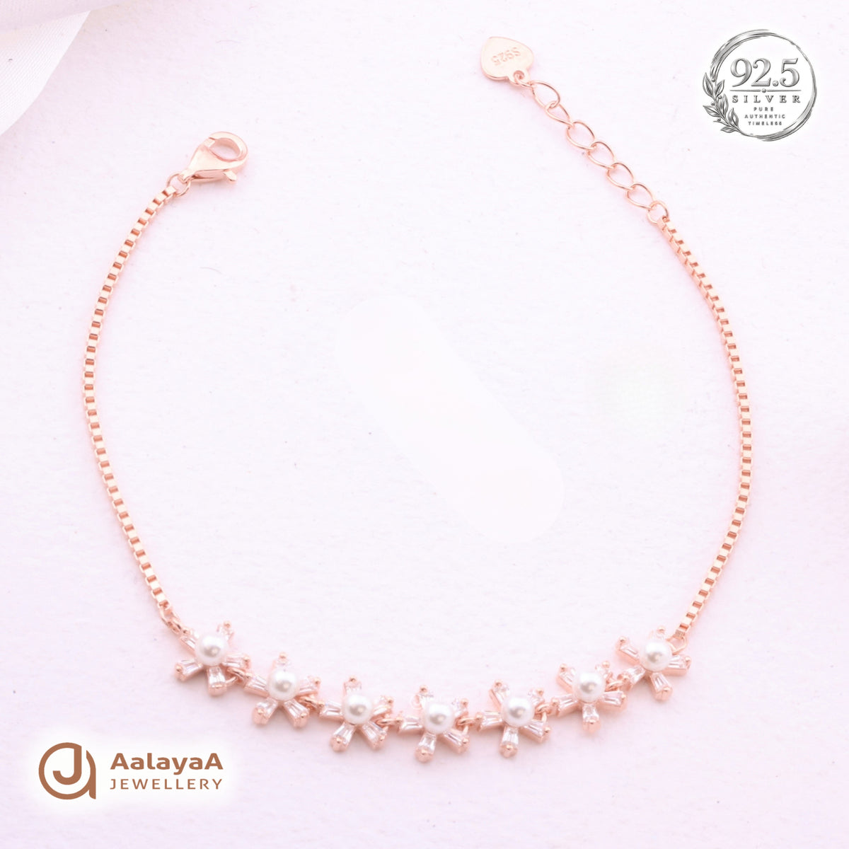 Silver Rosegold Pearl Blossom Bracelet