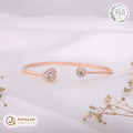Silver Rosegold Heart Solitaire Kada
