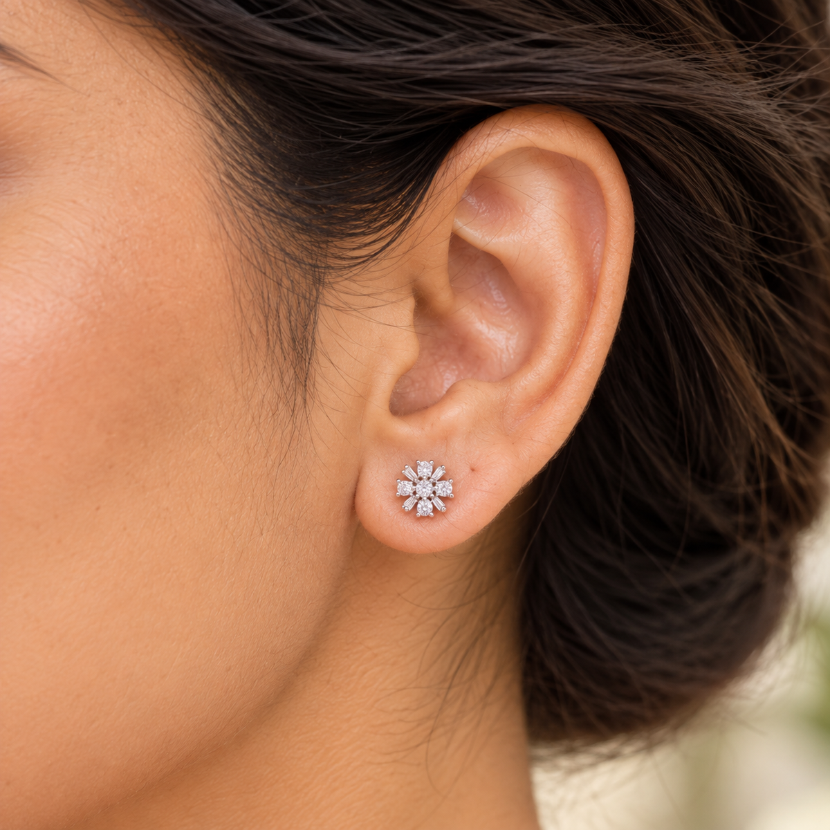 Silver Crystal Bouquet Earring