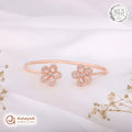 Silver Rosegold Crystal Flower Kada