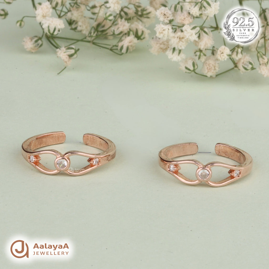 Silver RoseGold Infinity Halo Toe Ring