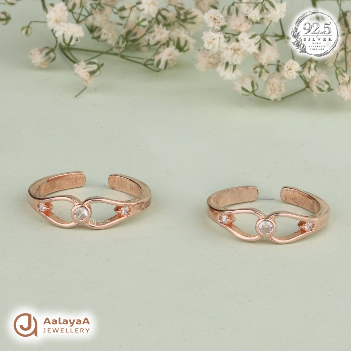 Silver RoseGold Infinity Halo Toe Ring