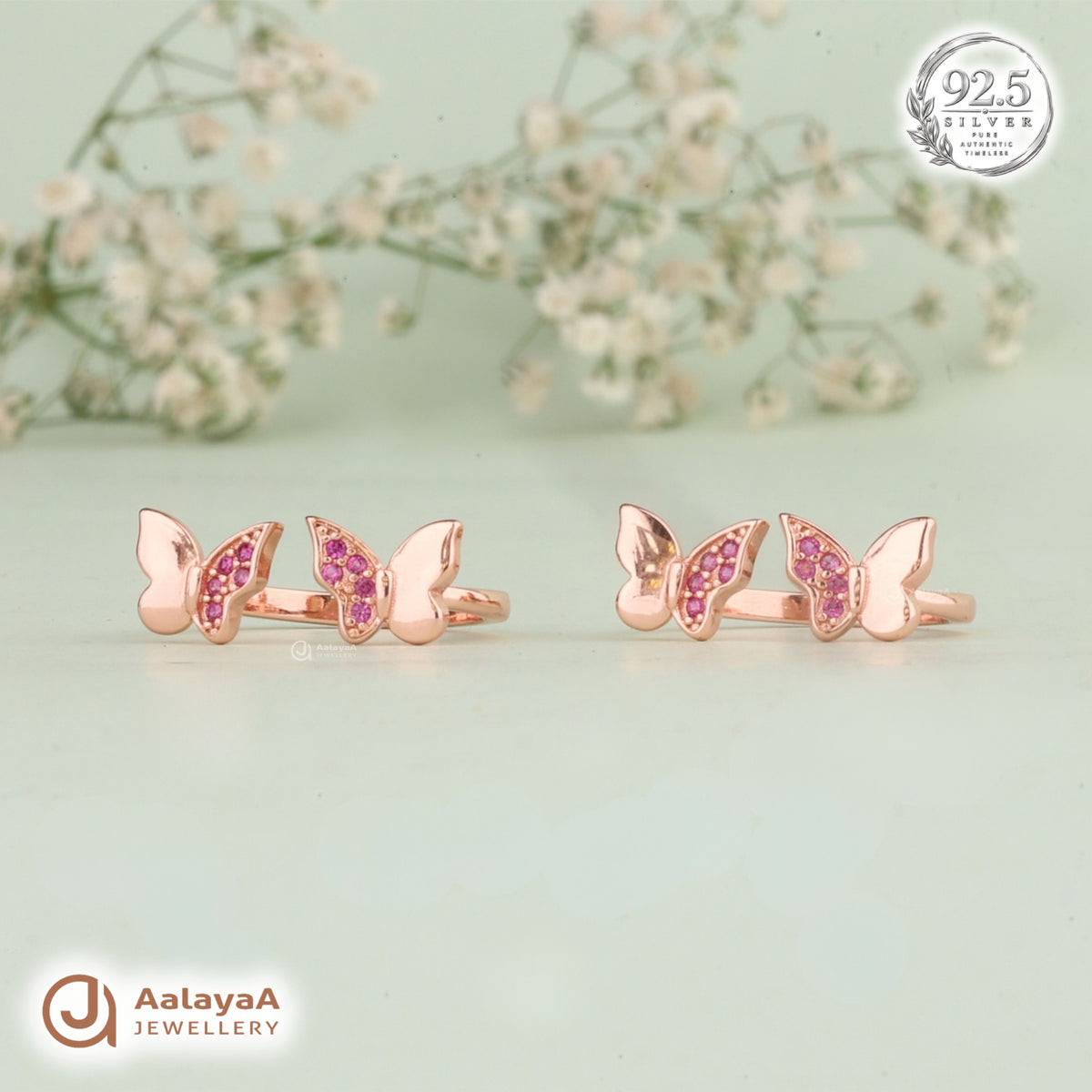 Silver RoseGold Pink Butterfly Toe Ring