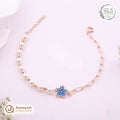 Silver Rosegold Blue Blossom Pearl Bracelet