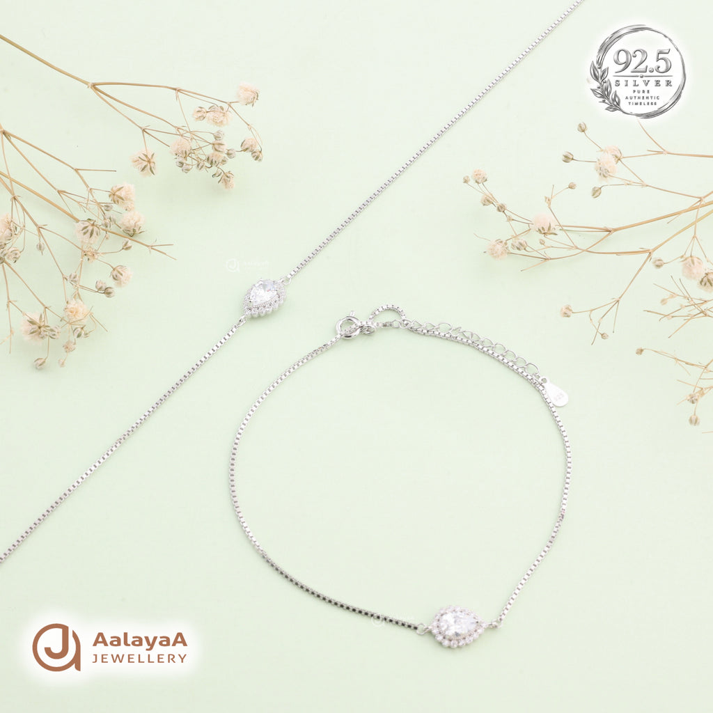 Silver Royal Teardrop Anklet