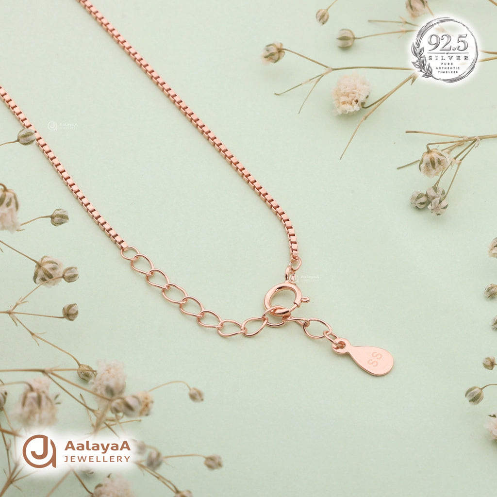 Silver Rosegold Heart Sparkle Chain Pendant