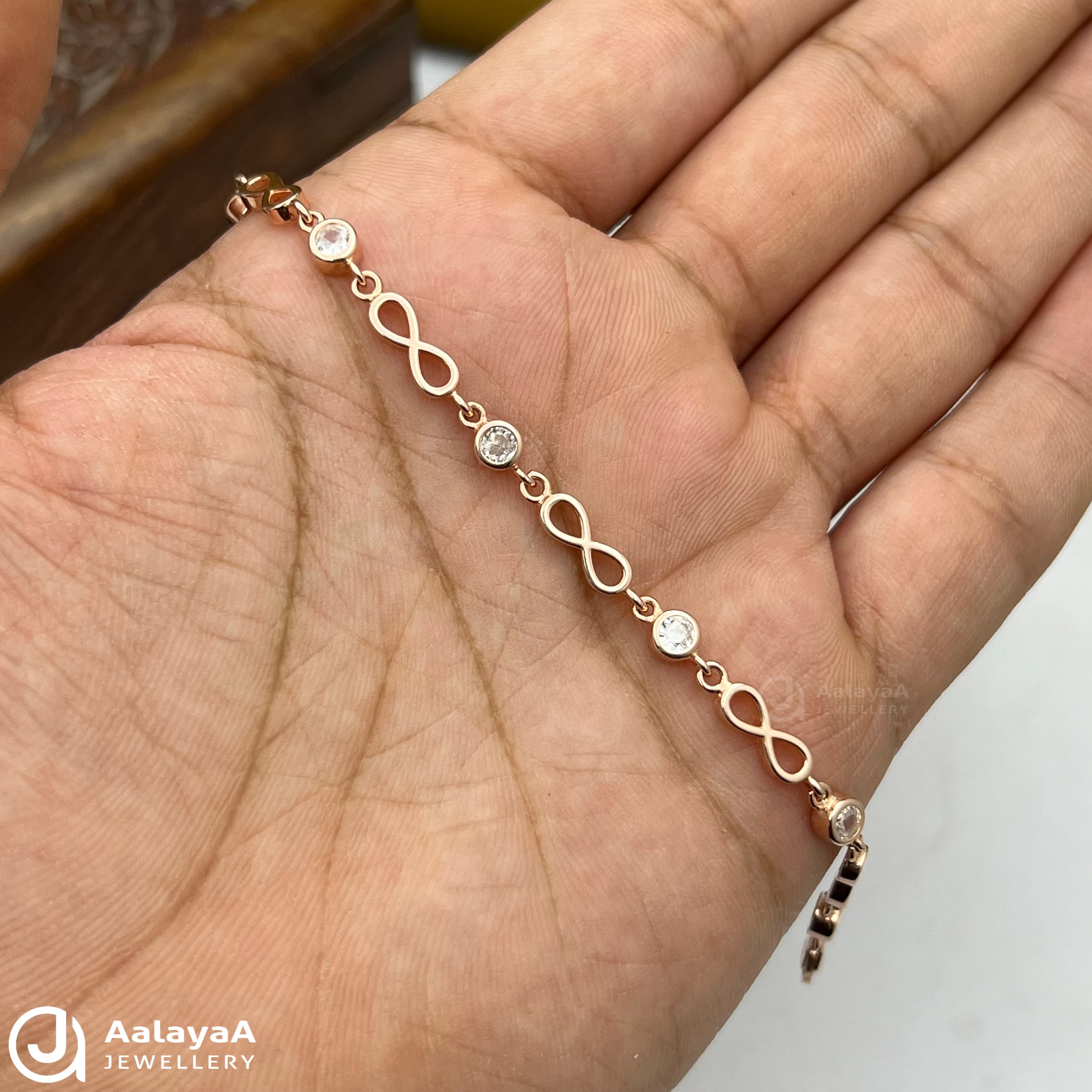 Silver Rosegold Infinity with Circle Stone Bracelet