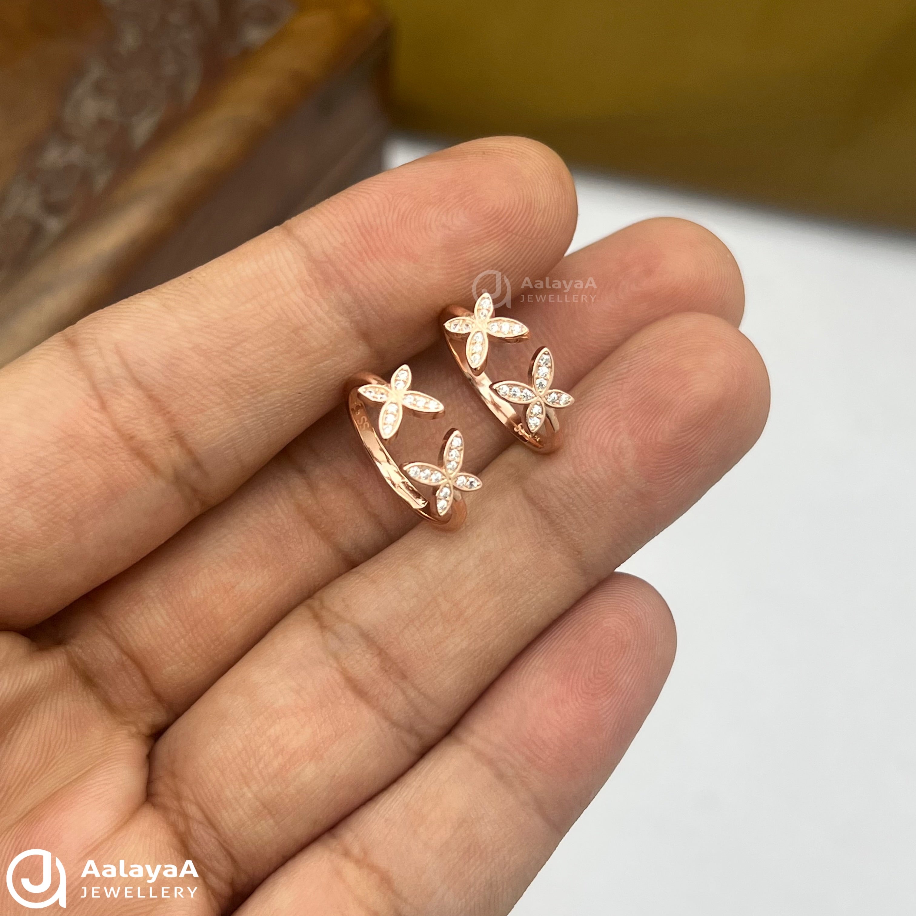 Silver Rosegold Butterfly Toe Ring