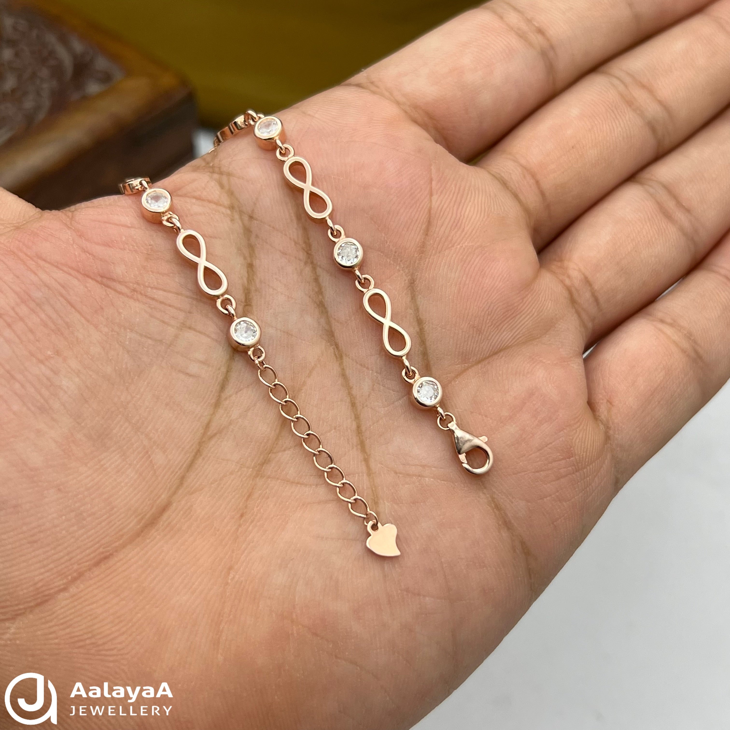 Silver Rosegold Infinity with Circle Stone Bracelet