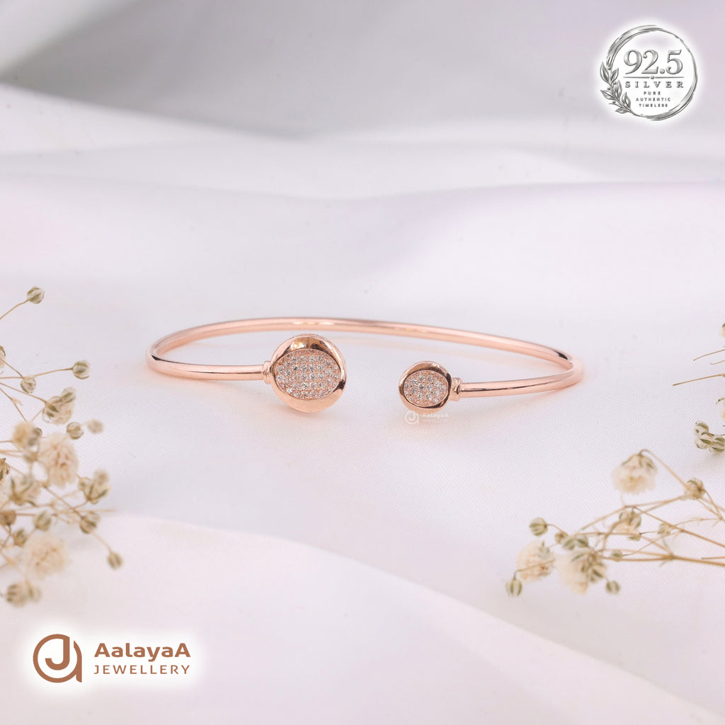 Silver Rosegold Twin Halo Kada